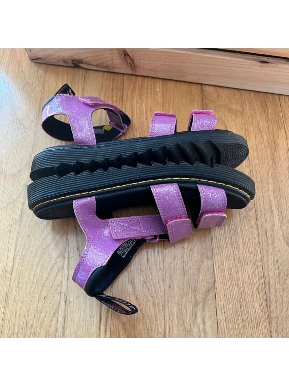 Dr. Martens Girls Size 5 Pink Cosmic Glitter Klaire Open Toe Strappy Sandals